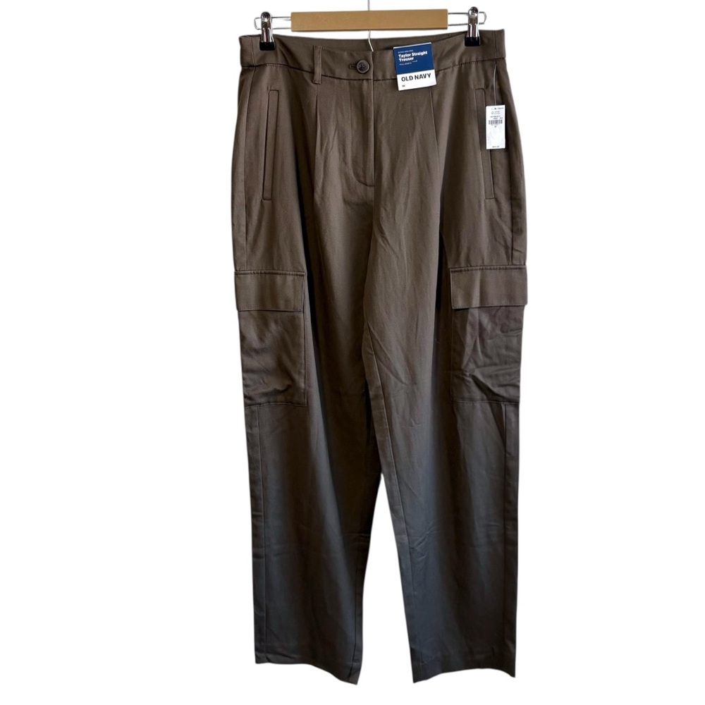 NEW Old Navy Taylor Straight Trouser Pants Cargo Utility Business Casual Neutral